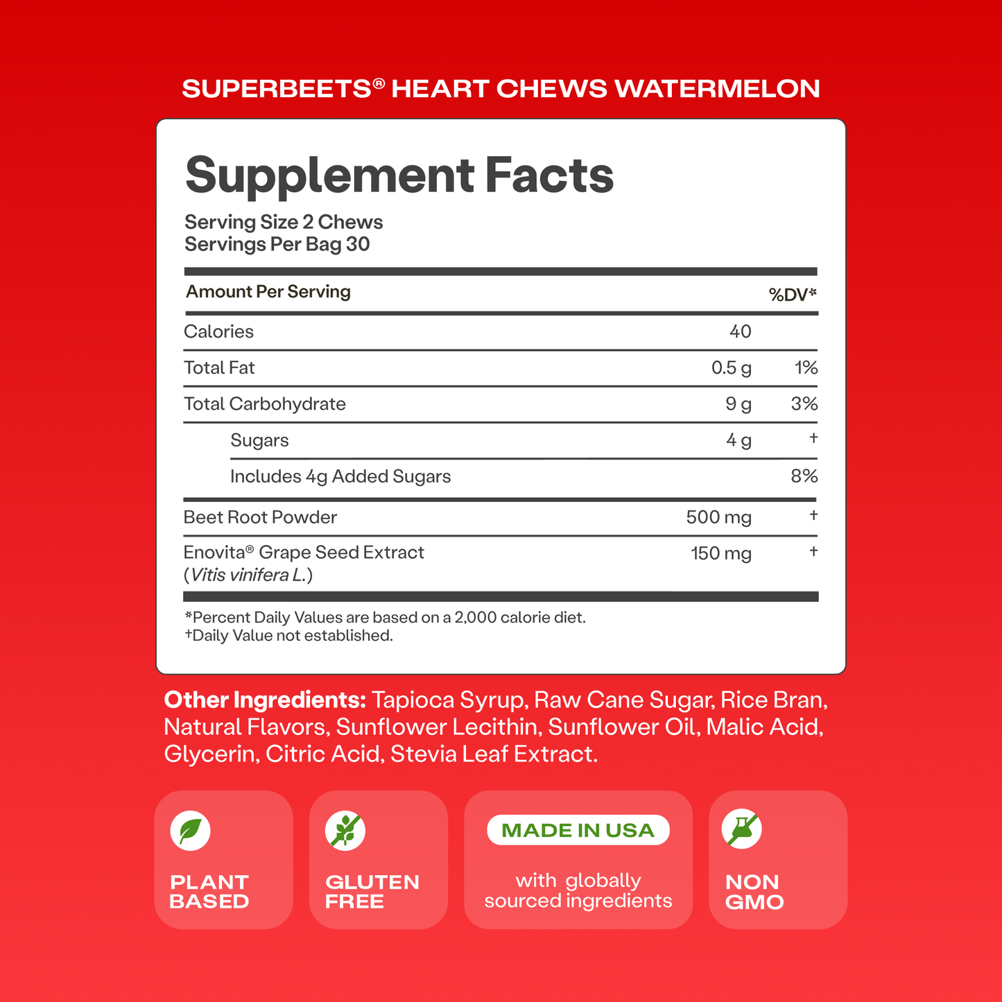 Humann SuperBeets® Watermelon Heart Chews
